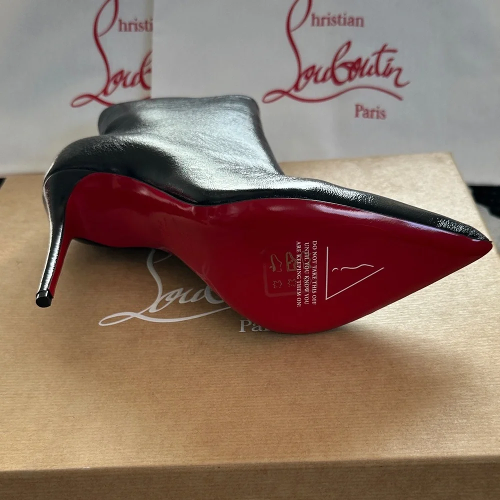 Christian Louboutin Black Heeled Boots with Red Sole - Picture 3 of 5